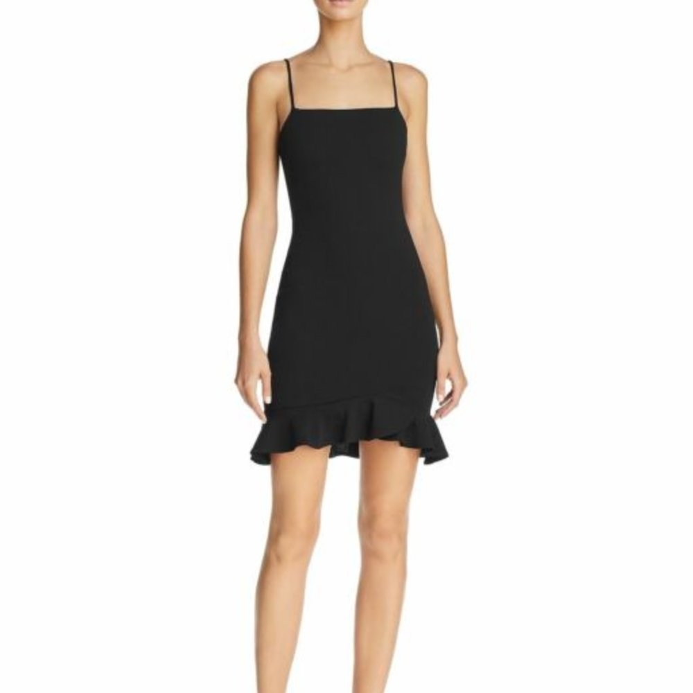 Sunset + Spring Black Ruffle Cocktail Dress in size XS